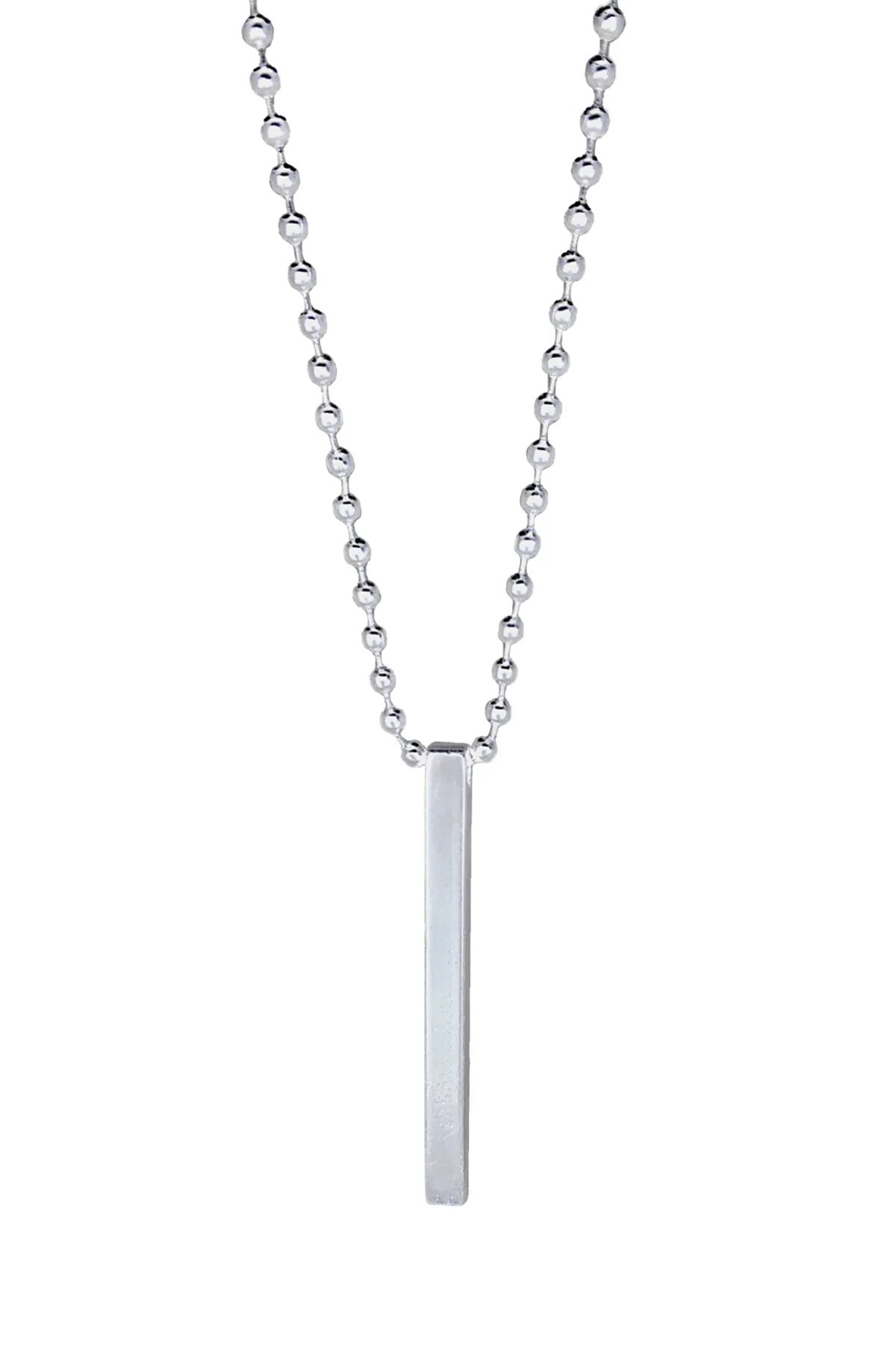 Çubuk Bar Kolye - Gümüş Renk - Top Zincir - 65 cm