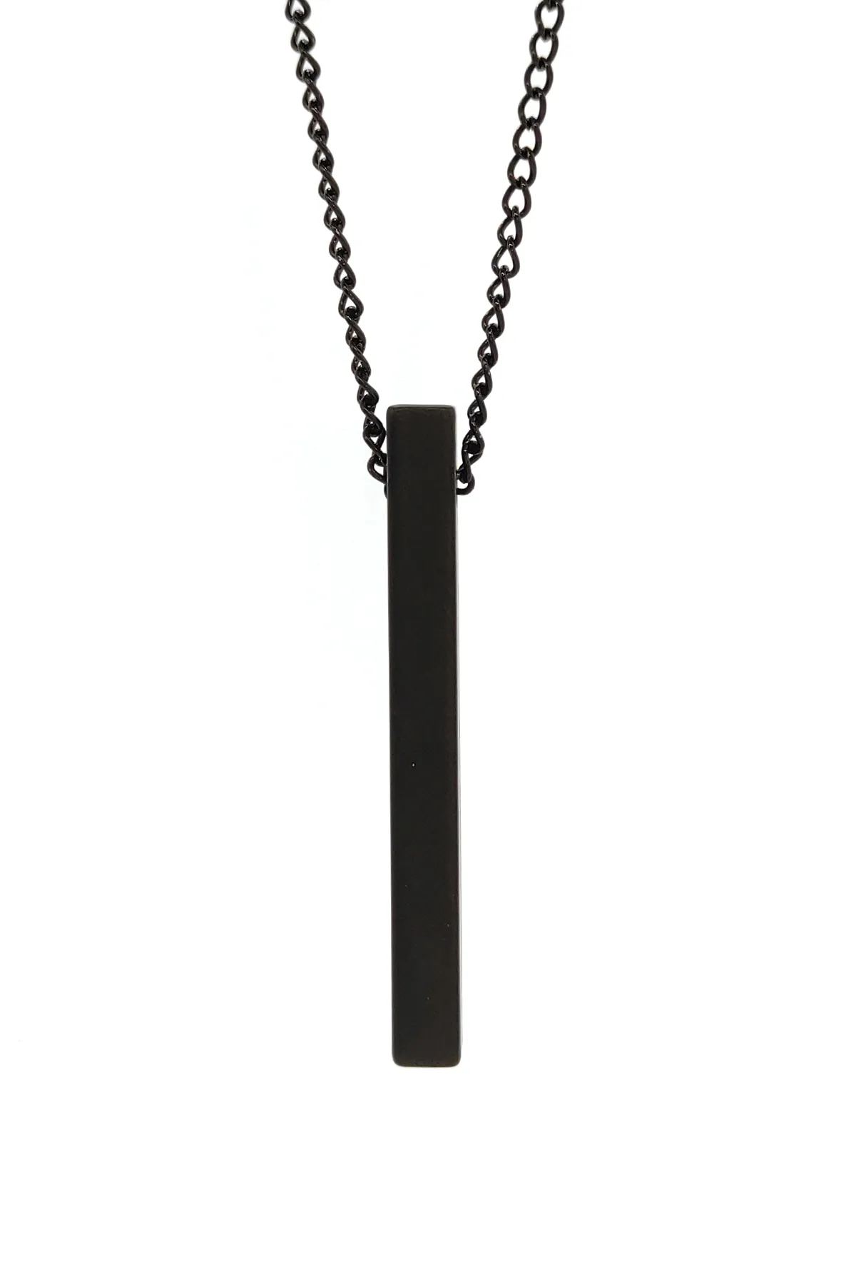 Çubuk Bar Kolye - Siyah Renk - Klasik Zincir - 65 cm