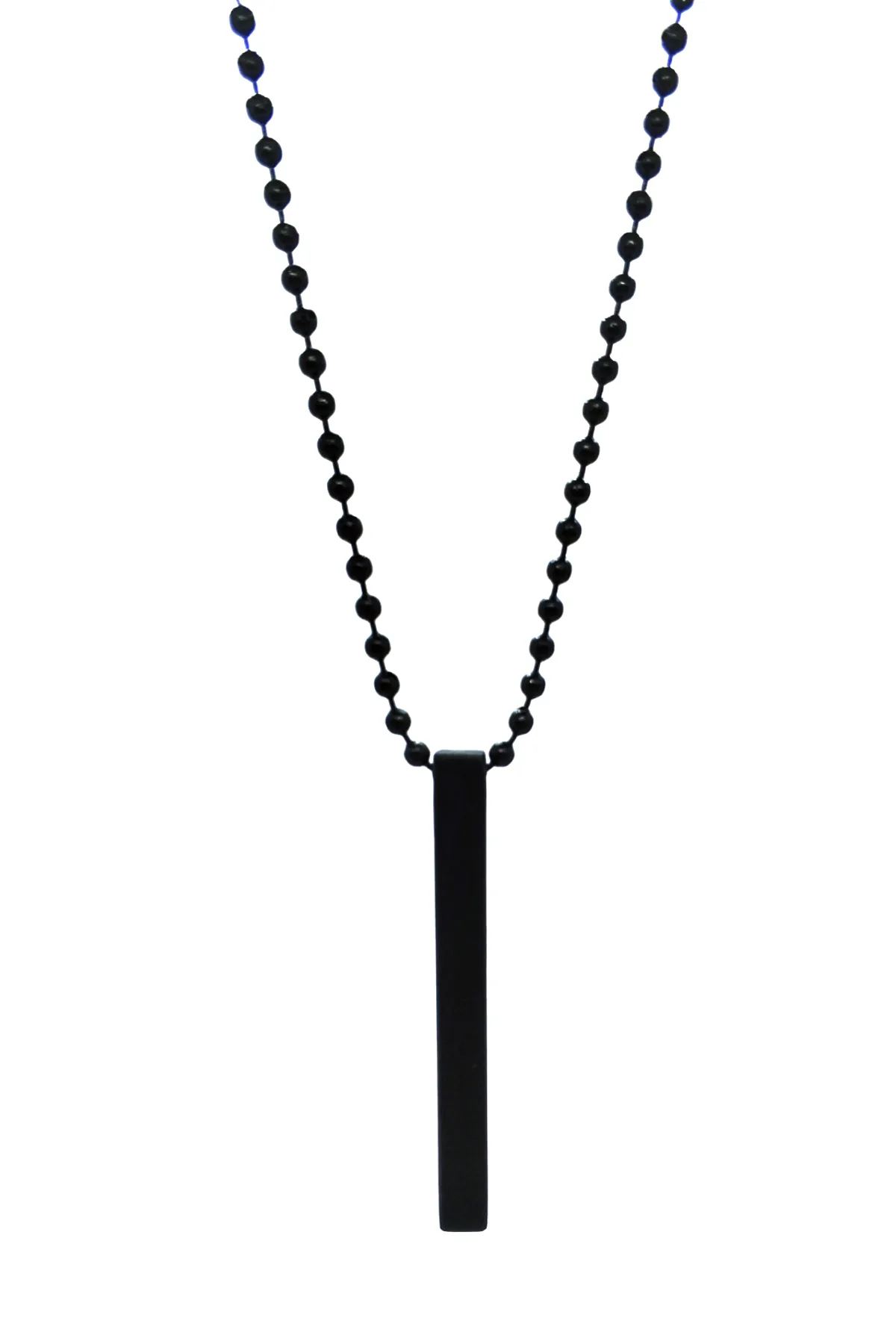 Çubuk Bar Kolye - Siyah Renk - Top Zincir - 65 cm
