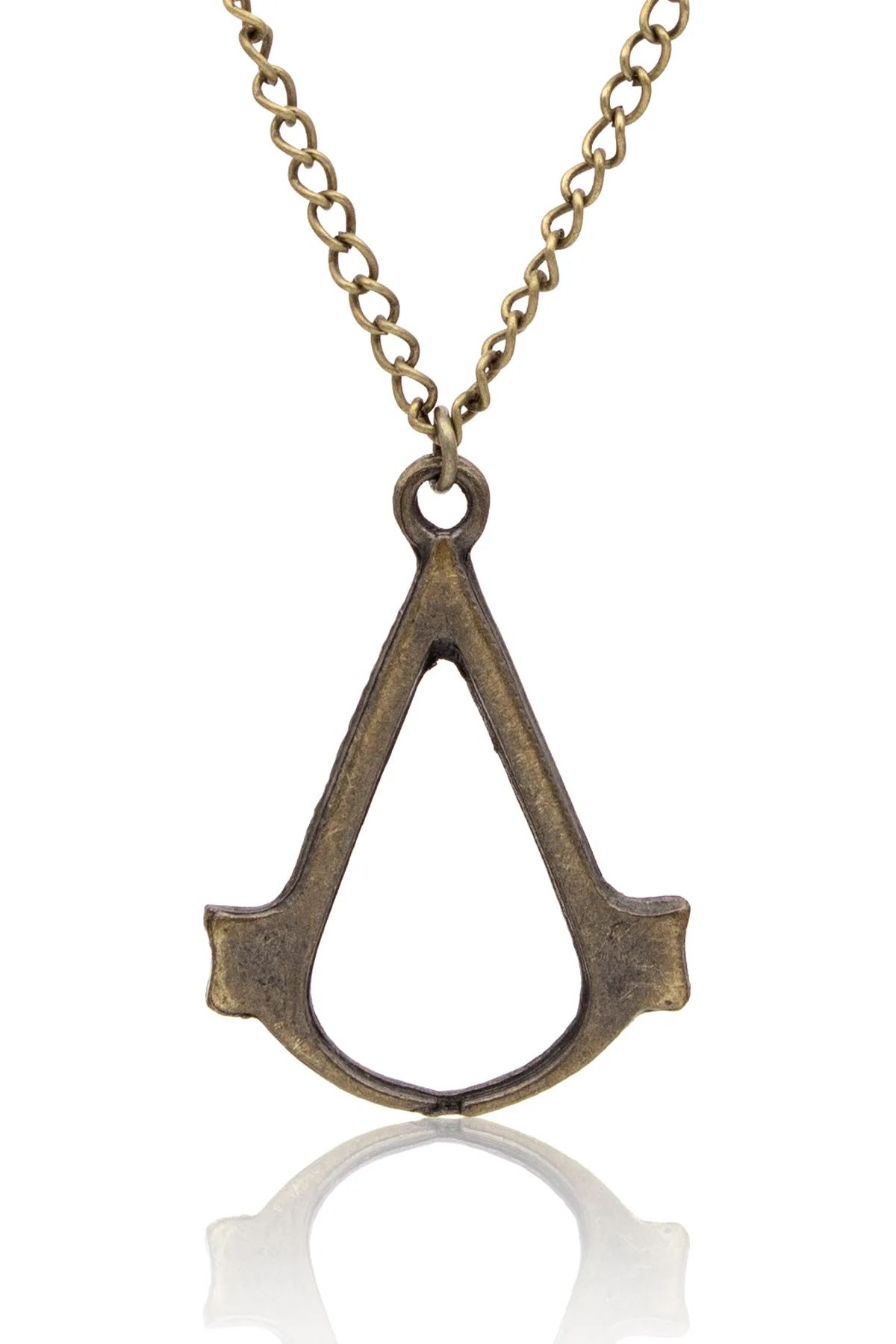 Assassin's Creed Kolye Oyuncu Kolyesi - Antik Sarı Kaplama - Klasik Zincir - 65 cm