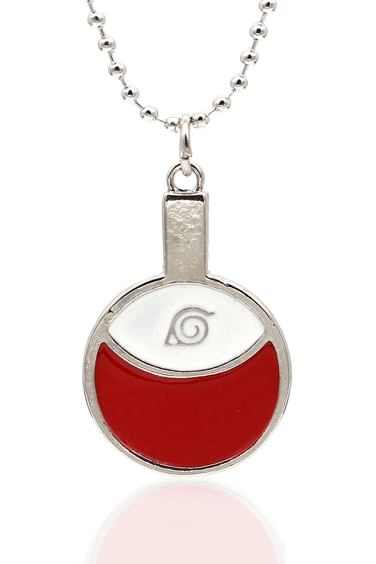 Naruto Uchiha Sembol Kolye - Mineli, - Gümüş Renk - Top Zincir - 65 cm