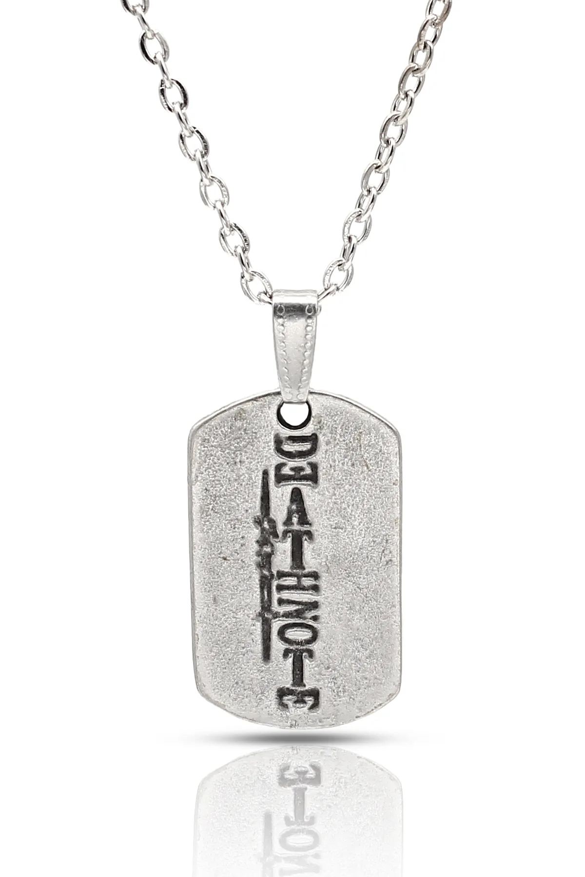 Death Note Anime Fan Kolye - Antik Gümüş Kaplama - Antik Gümüş Kaplama - Klasik Zincir - 65 cm