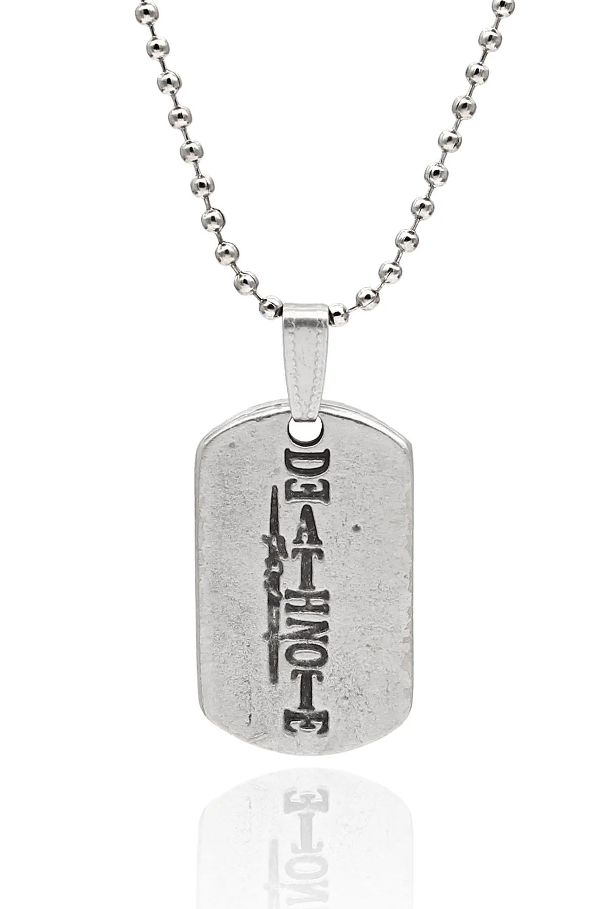 Death Note Anime Fan Kolye - Antik Gümüş Kaplama - Antik Gümüş Kaplama - Top Zincir - 65 cm