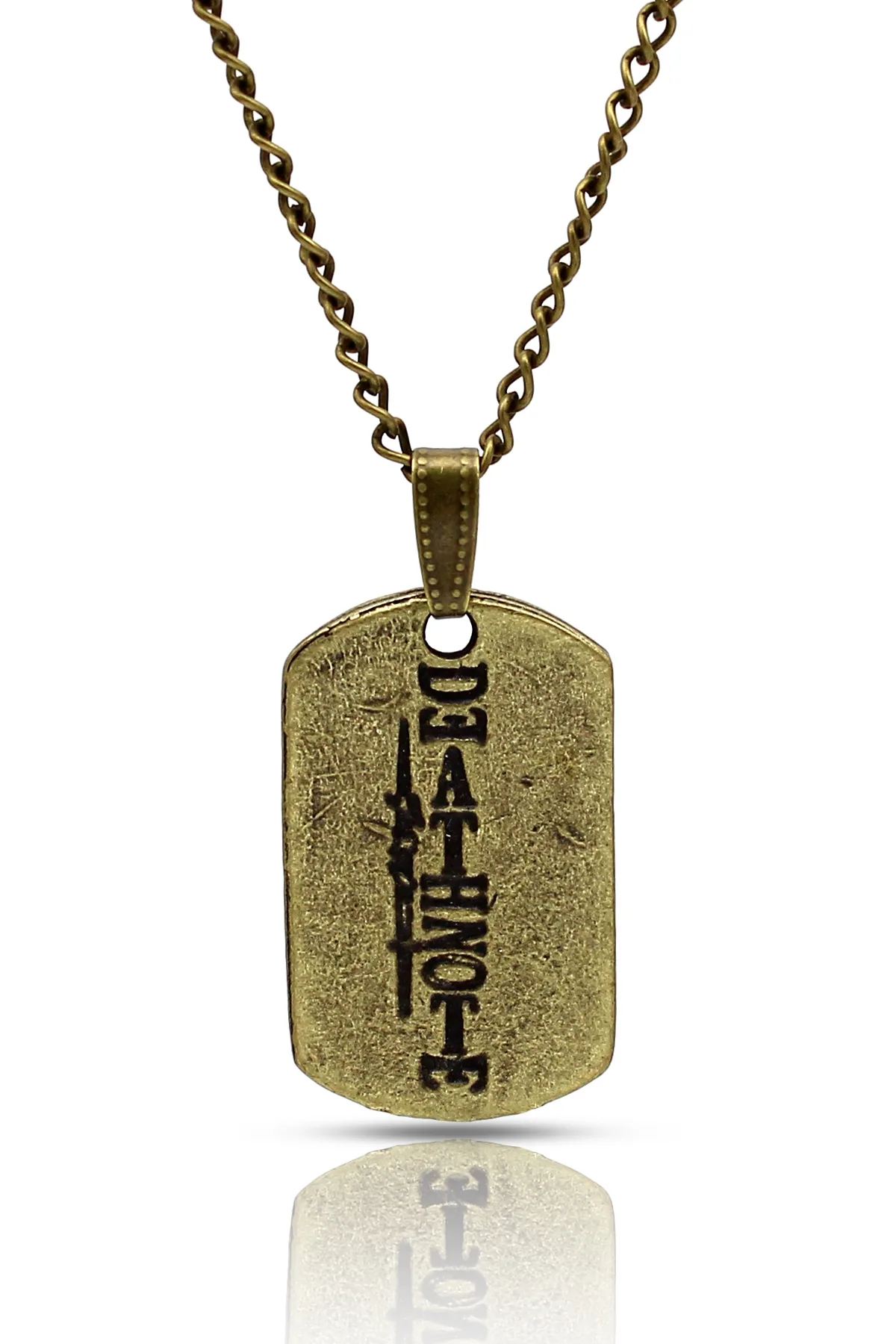 Death Note Anime Fan Kolye - Antik Gümüş Kaplama - Antik Sarı Kaplama - Klasik Zincir - 65 cm