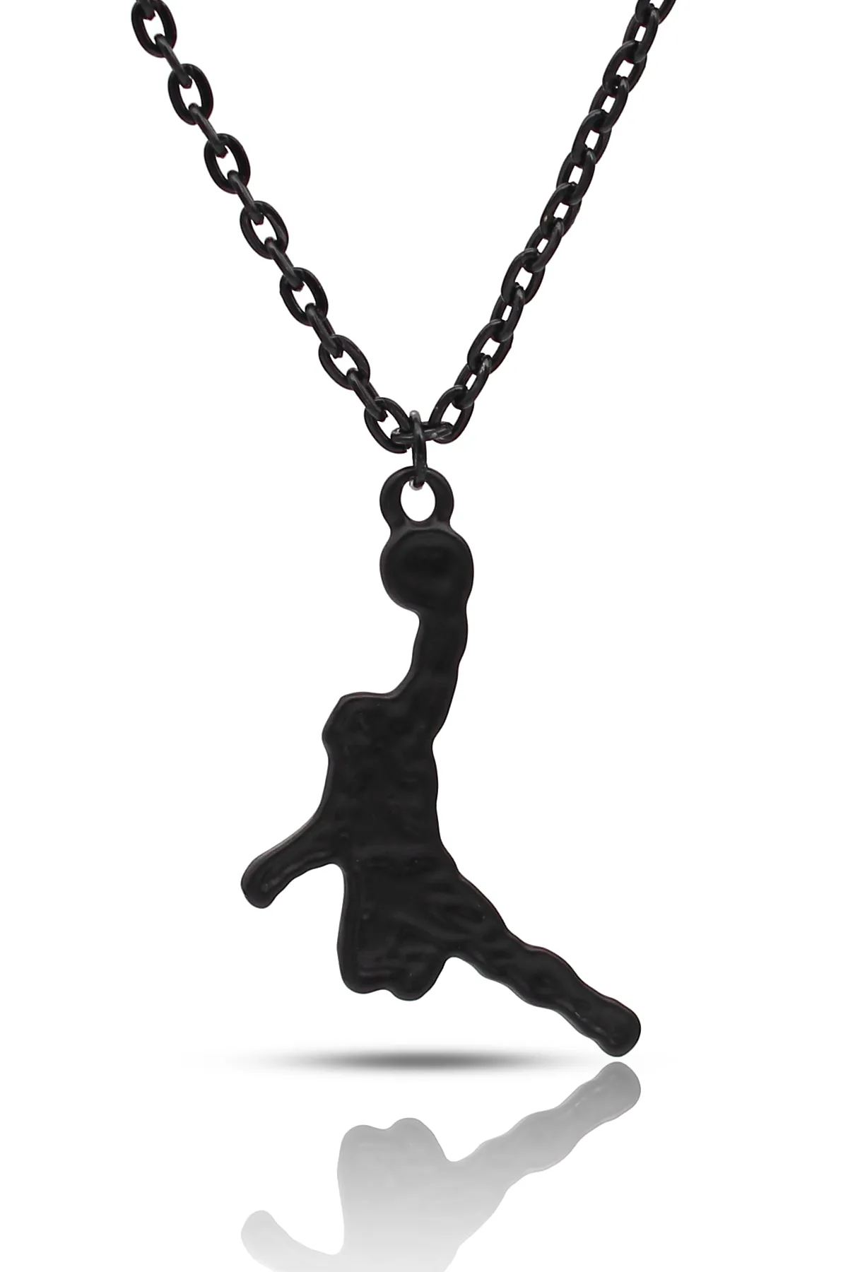 NBA Kobe Bryant Smaç Kolye - Antik Gümüş Kaplama - Siyah Renk - Klasik Zincir - 65 cm