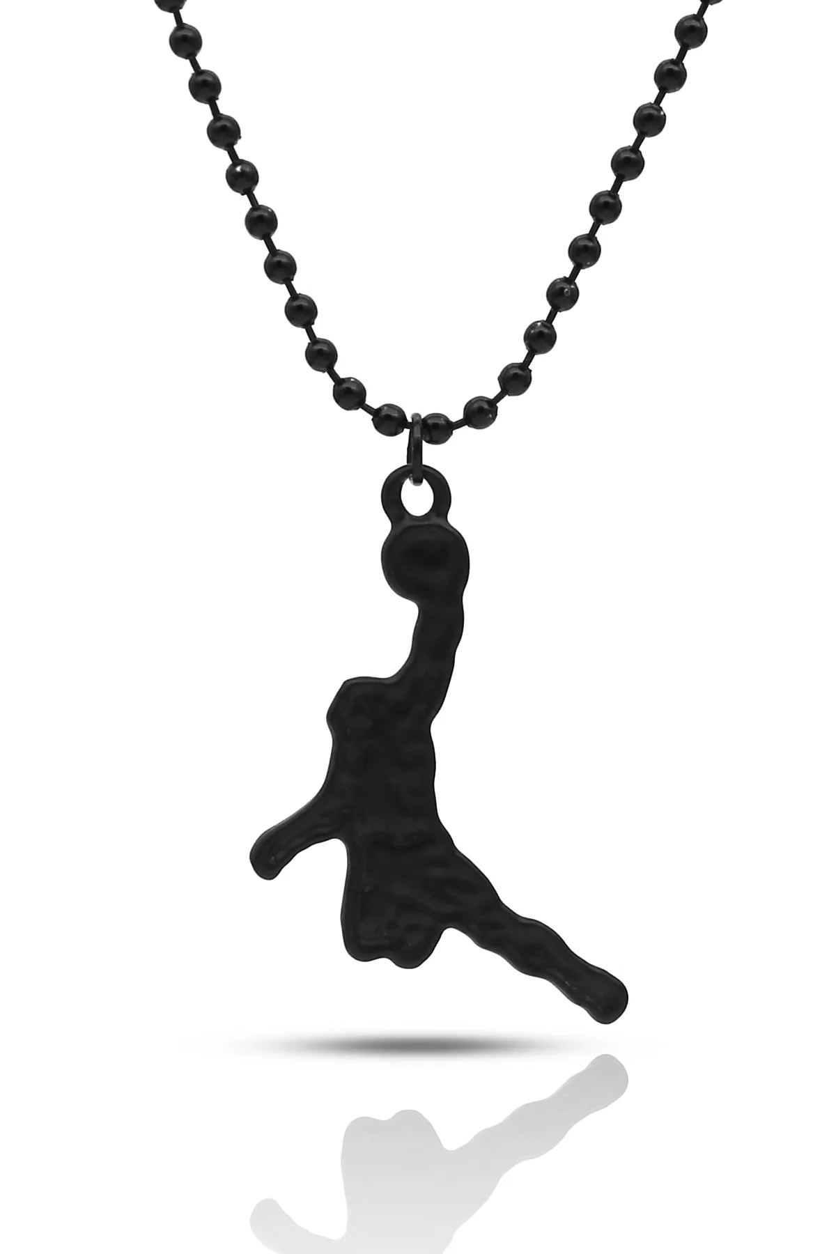 NBA Kobe Bryant Smaç Kolye - Antik Gümüş Kaplama - Siyah Renk - Top Zincir - 65 cm
