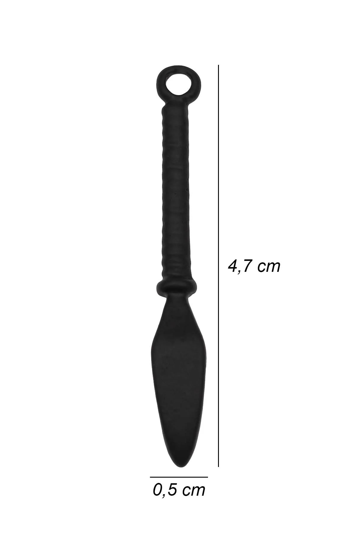 Japon Kunai Kolye - Antik Gümüş Kaplama - Siyah Renk - Top Zincir - 65 cm
