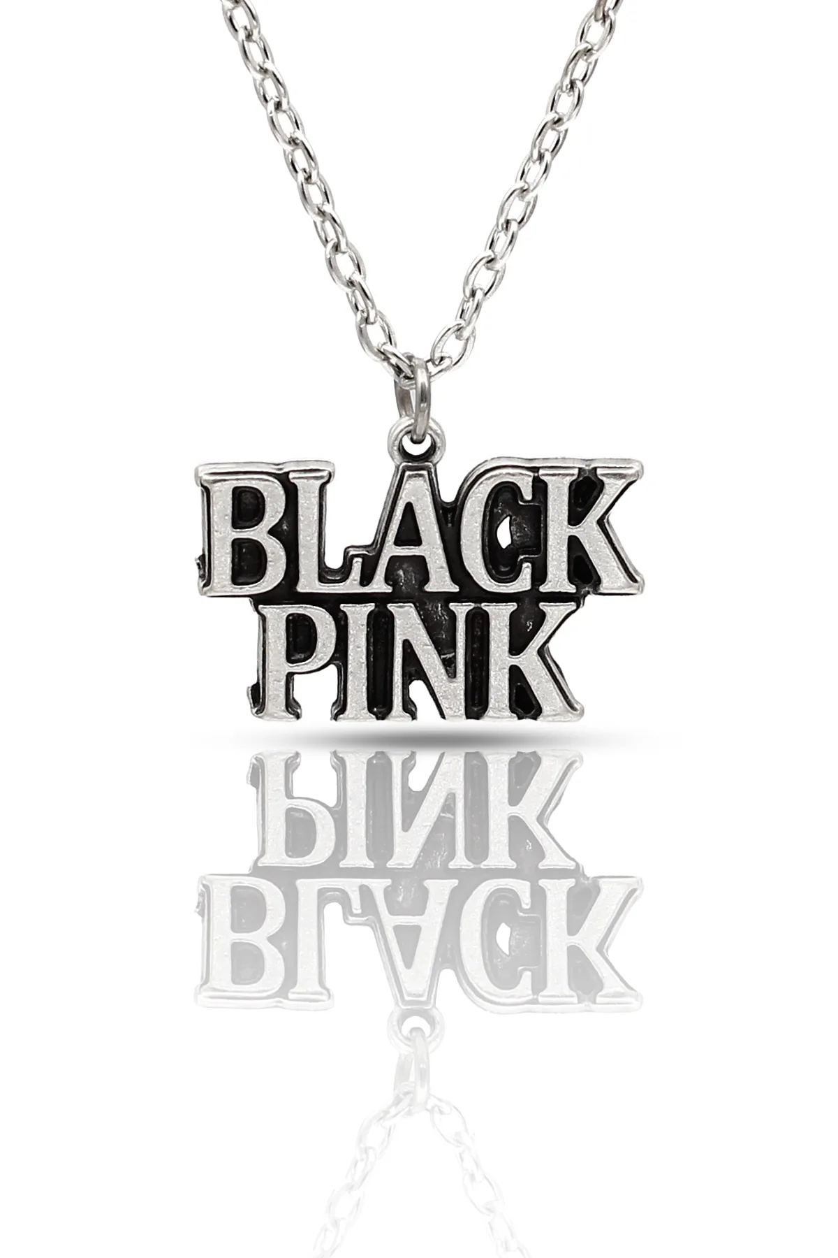 BLACK PINK Kore Fan Kolye - Antik Gümüş Kaplama - Antik Gümüş Kaplama - Klasik Zincir - 65 cm