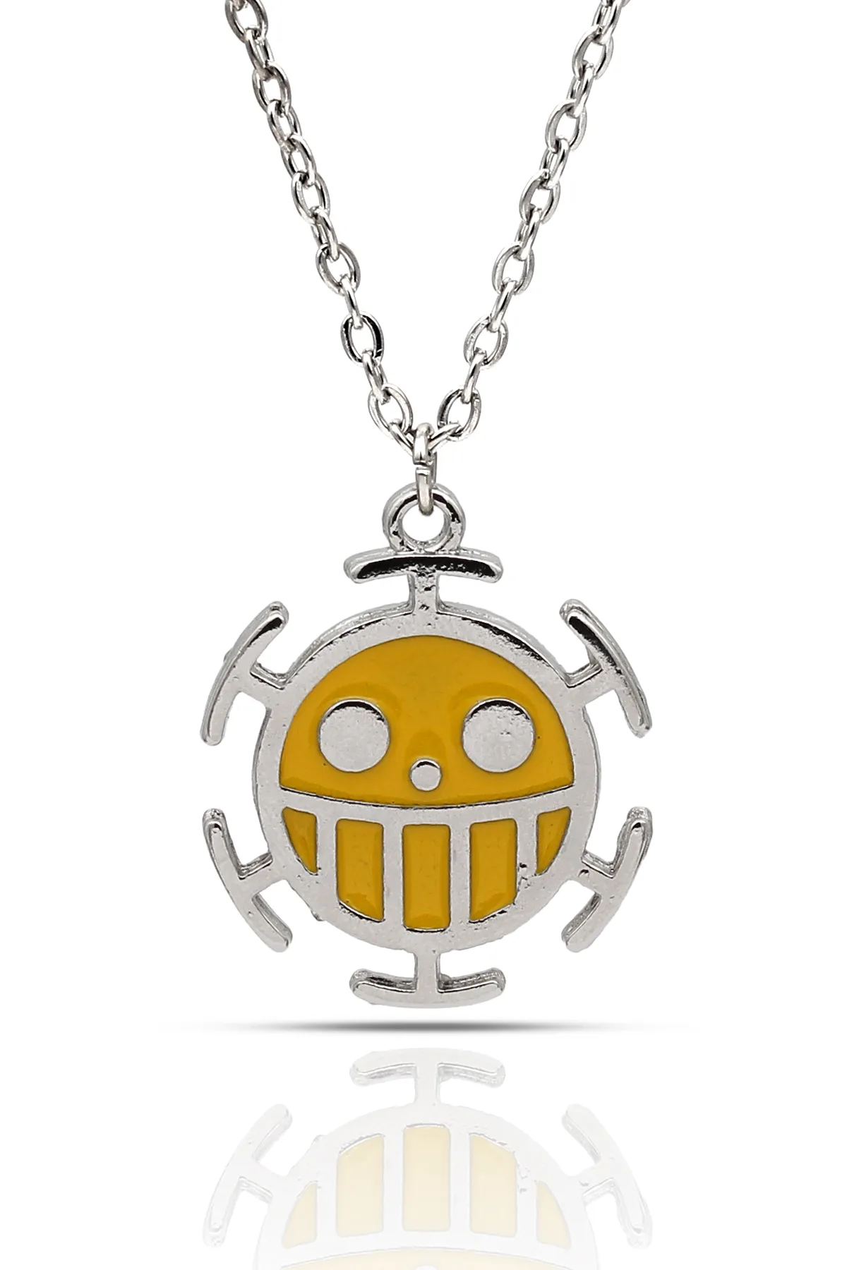 One Piece Trafalgar Law Anime Fan Luffy Bomba Kolye - Sarı Mineli - Sarı Renk - Klasik Zincir - 65 cm