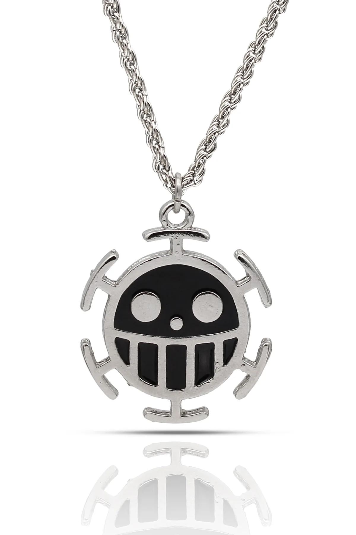 One Piece Trafalgar Law Anime Fan Luffy Bomba Kolye - Sarı Mineli - Siyah Renk - Burgu Zincir - 65 cm