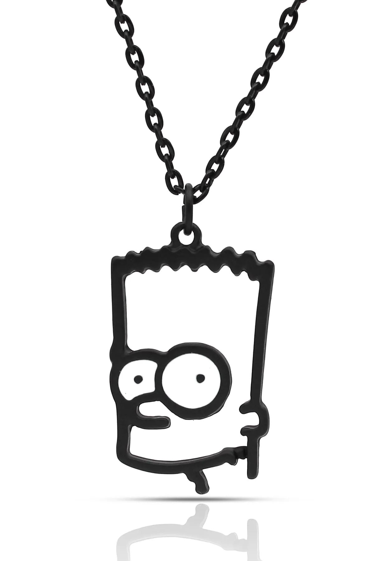 The Simpsons Bart Simpson Kolye - Mineli - Siyah Renk - Klasik Zincir - 65 cm