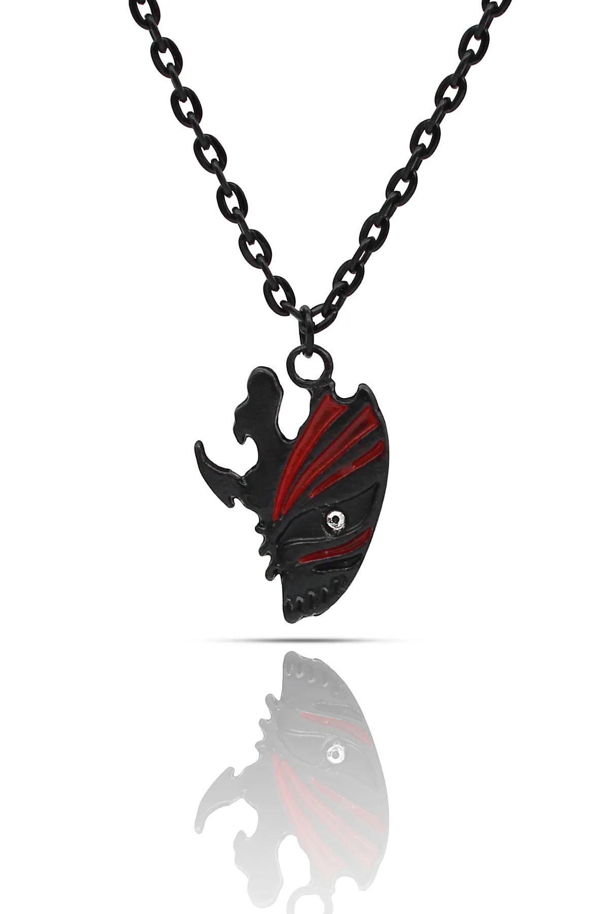Bleach Ichigo Hollow Maske Anime Kolye - Mineli - Siyah Renk - Klasik Zincir - 65 cm