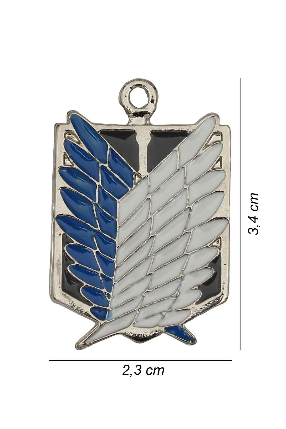 Attack on Titan Anime Fan Kolye - Mineli - Gümüş Renk - Küp Zincir - 65 cm
