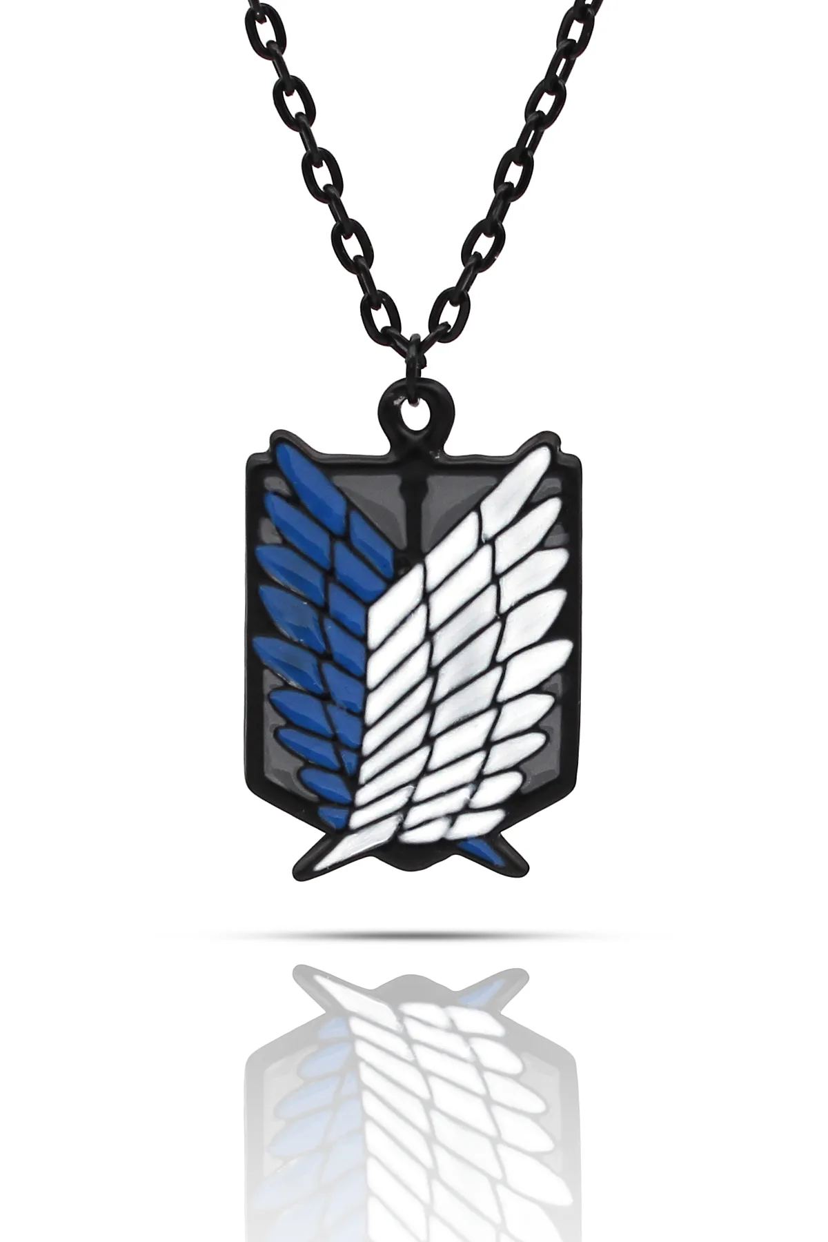 Attack on Titan Anime Fan Kolye - Mineli - Siyah Renk - Klasik Zincir - 65 cm