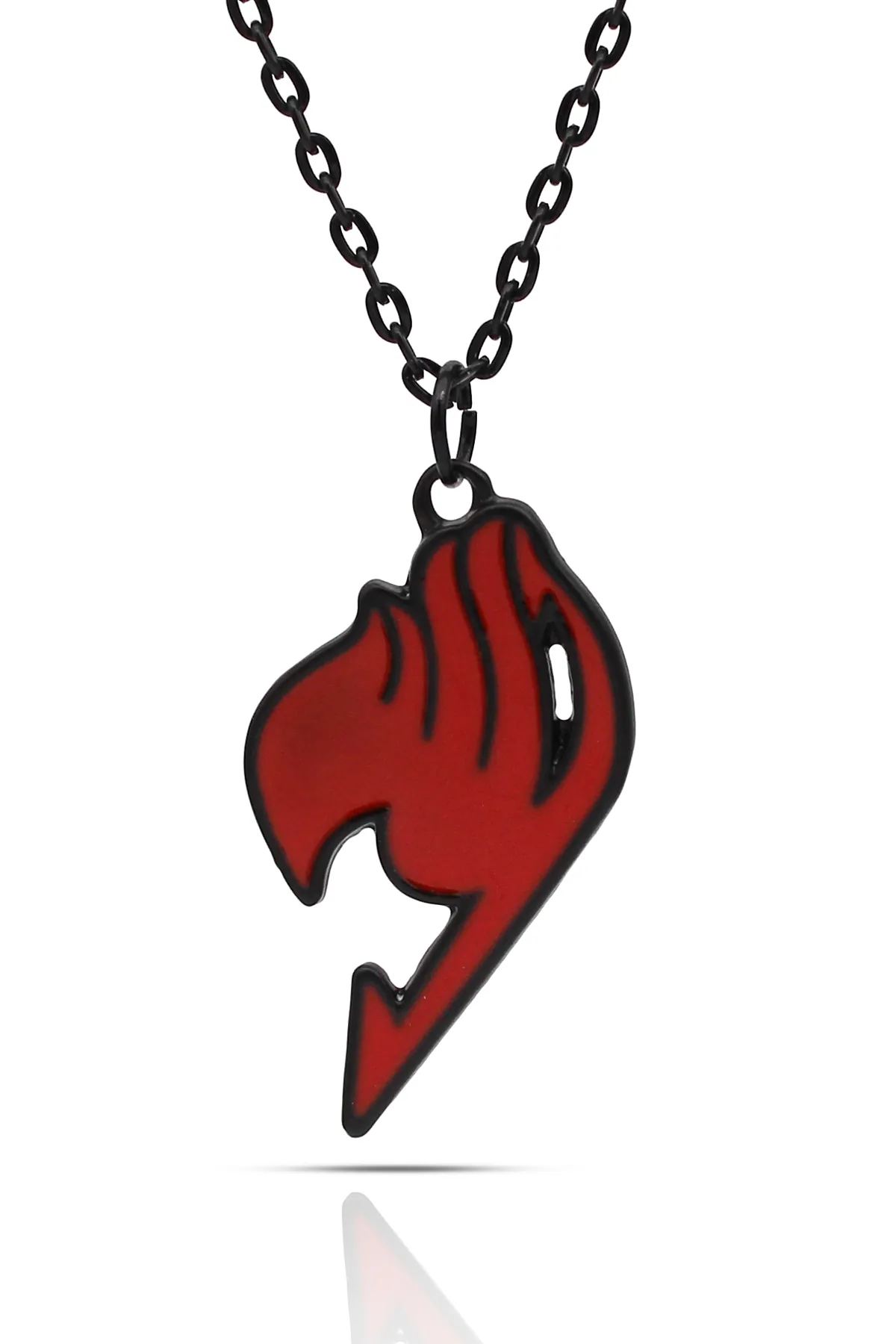 Fairy Tail Sembol Anime Kolye - Siyah Mineli - Siyah Renk - Klasik Zincir - 65 cm