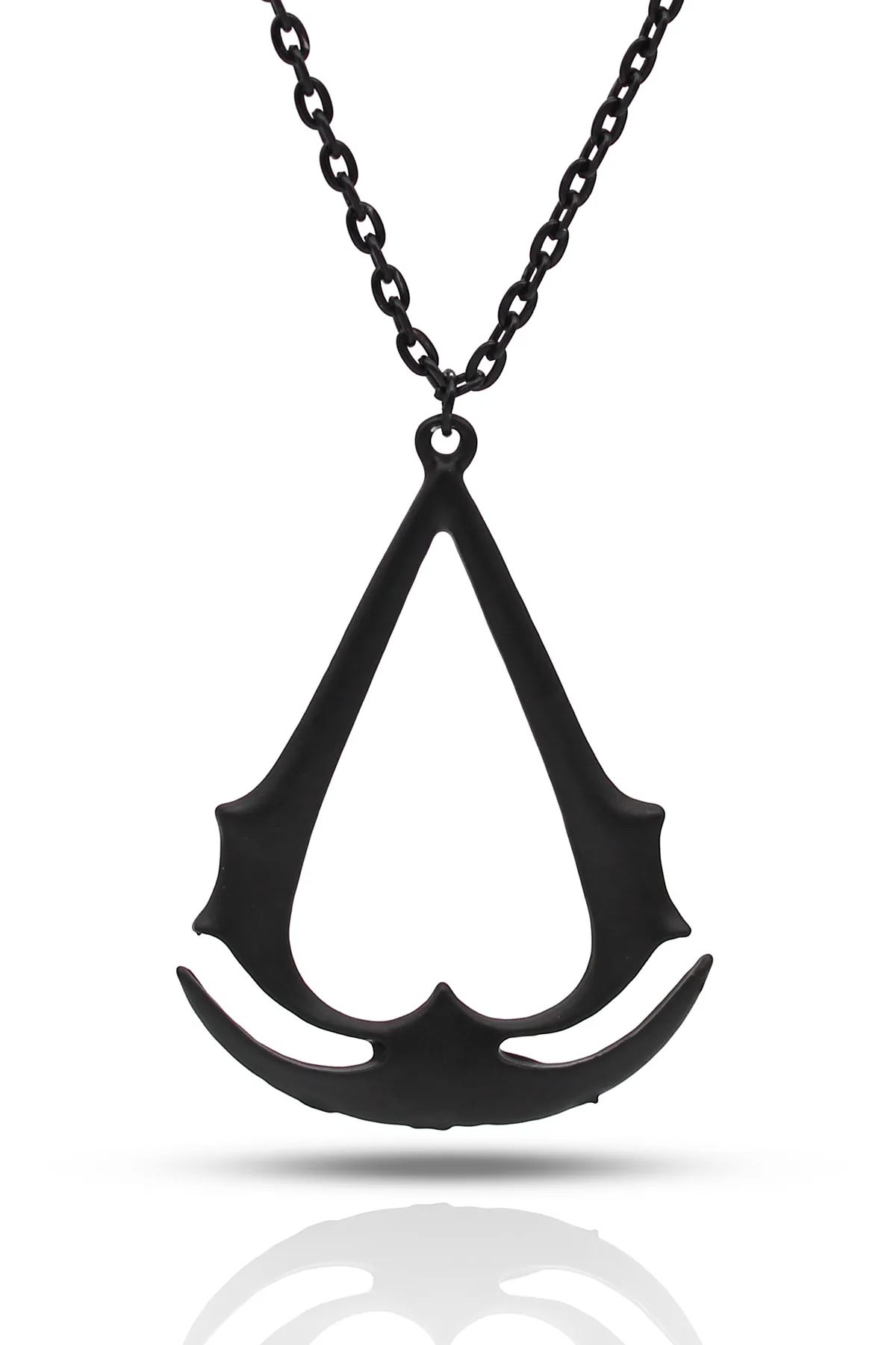 Assassin's Creed Kolye Ezio Figür Cosplay Kolye - Siyah Renk - Klasik Zincir - 65 cm