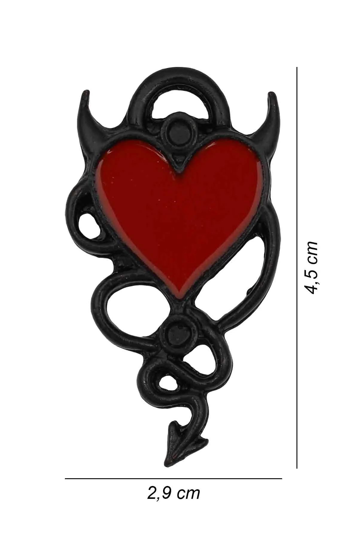 Snake Devil Heart Gotik Kolye - Siyah Mineli - Siyah Renk - Burgu Zincir - 65 cm