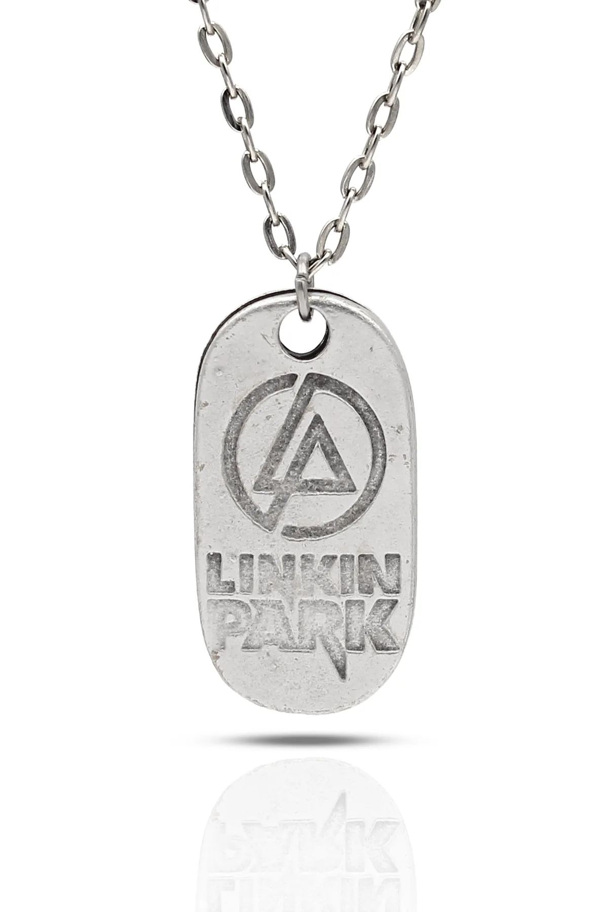 Linkinpark Fan Kolye - Antik Gümüş Kaplama - Antik Gümüş Kaplama - Klasik Zincir - 65 cm