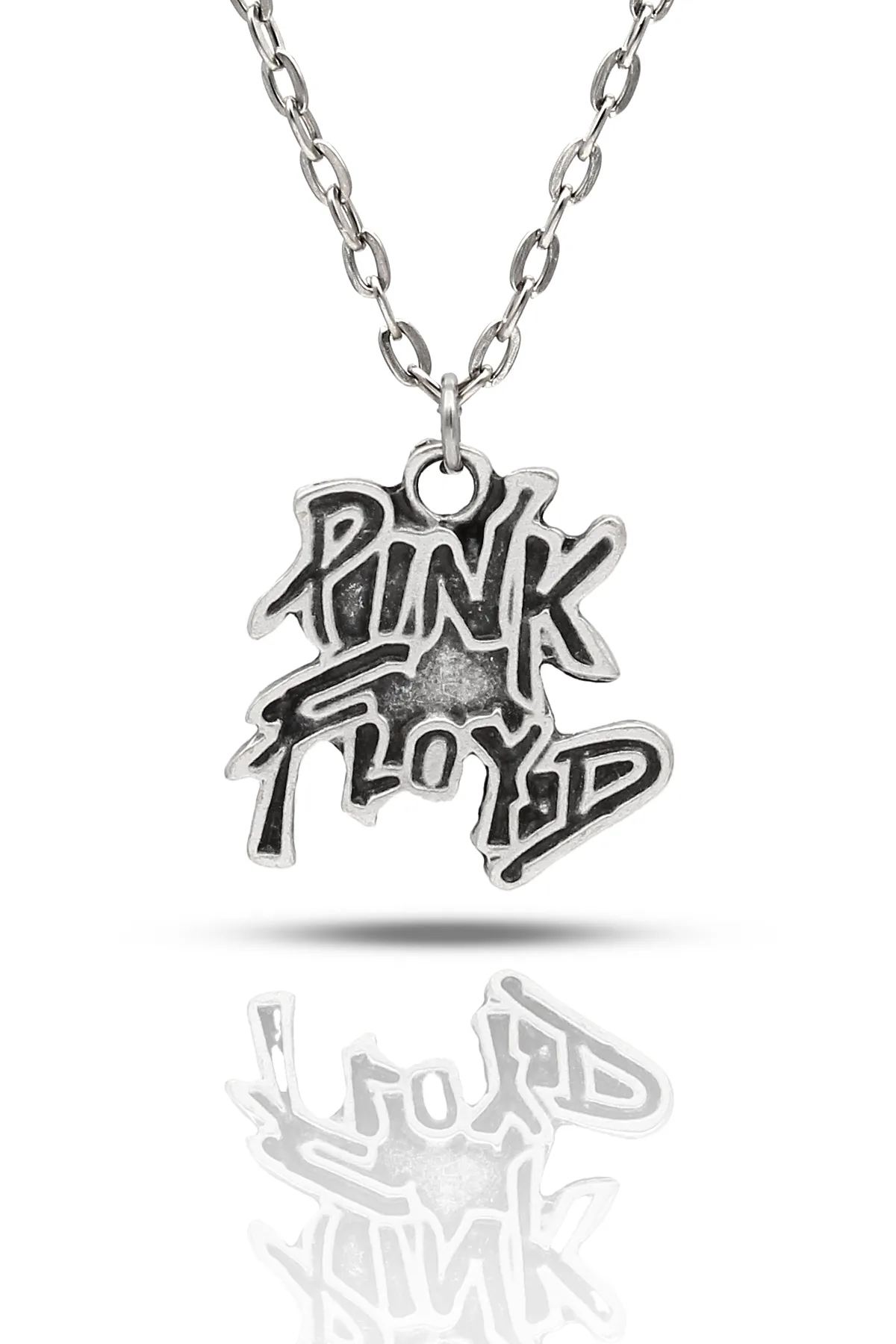 Pink Floyd Fan Kolye - Antik Gümüş Kaplama - Antik Gümüş Kaplama - Klasik Zincir - 65 cm