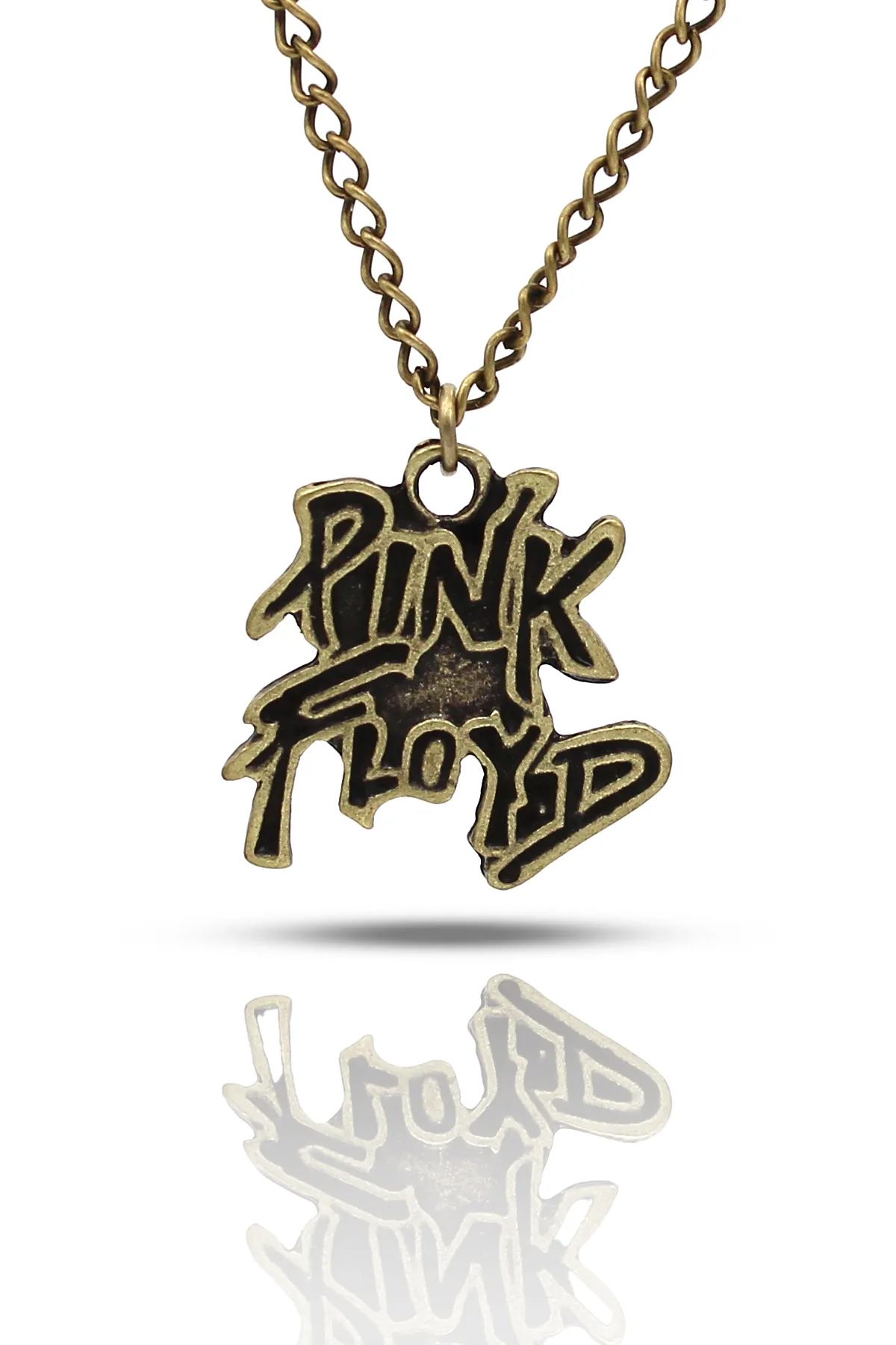 Pink Floyd Fan Kolye - Antik Gümüş Kaplama - Antik Sarı Kaplama - Klasik Zincir - 65 cm