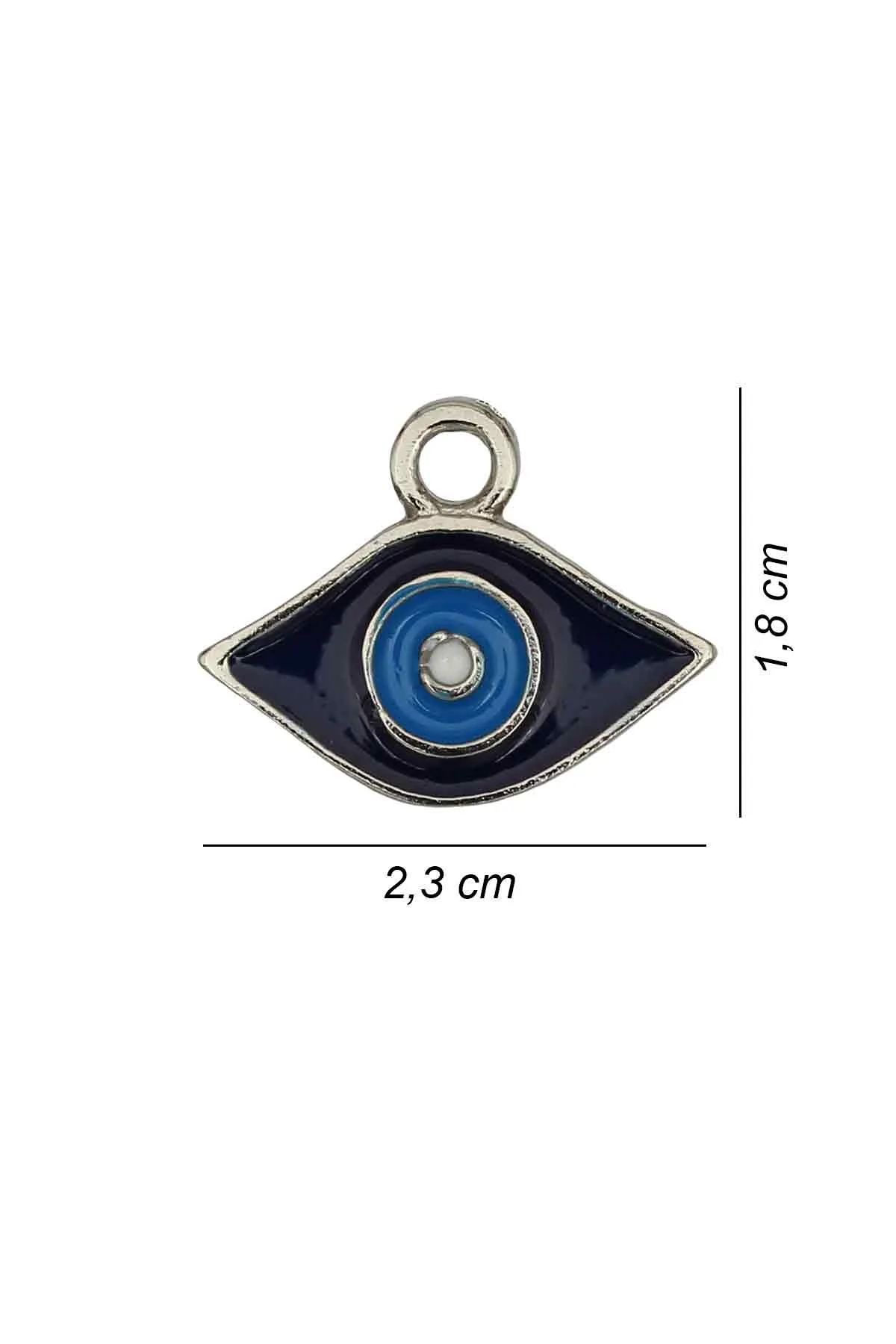 Mini Göz Kolye - Lacivert Mineli - Lacivert Renk - Klasik Zincir - 65 cm