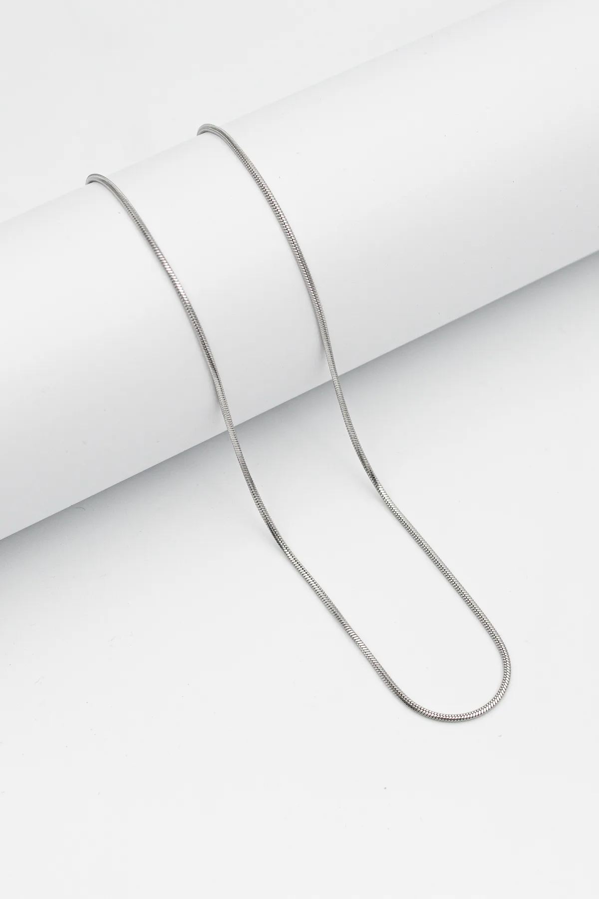Yuvarlak Yılan Paslanmaz Çelik İtalyan Zincir Kolye - Gümüş Renk - 45 cm - 1,5 mm Kalınlık