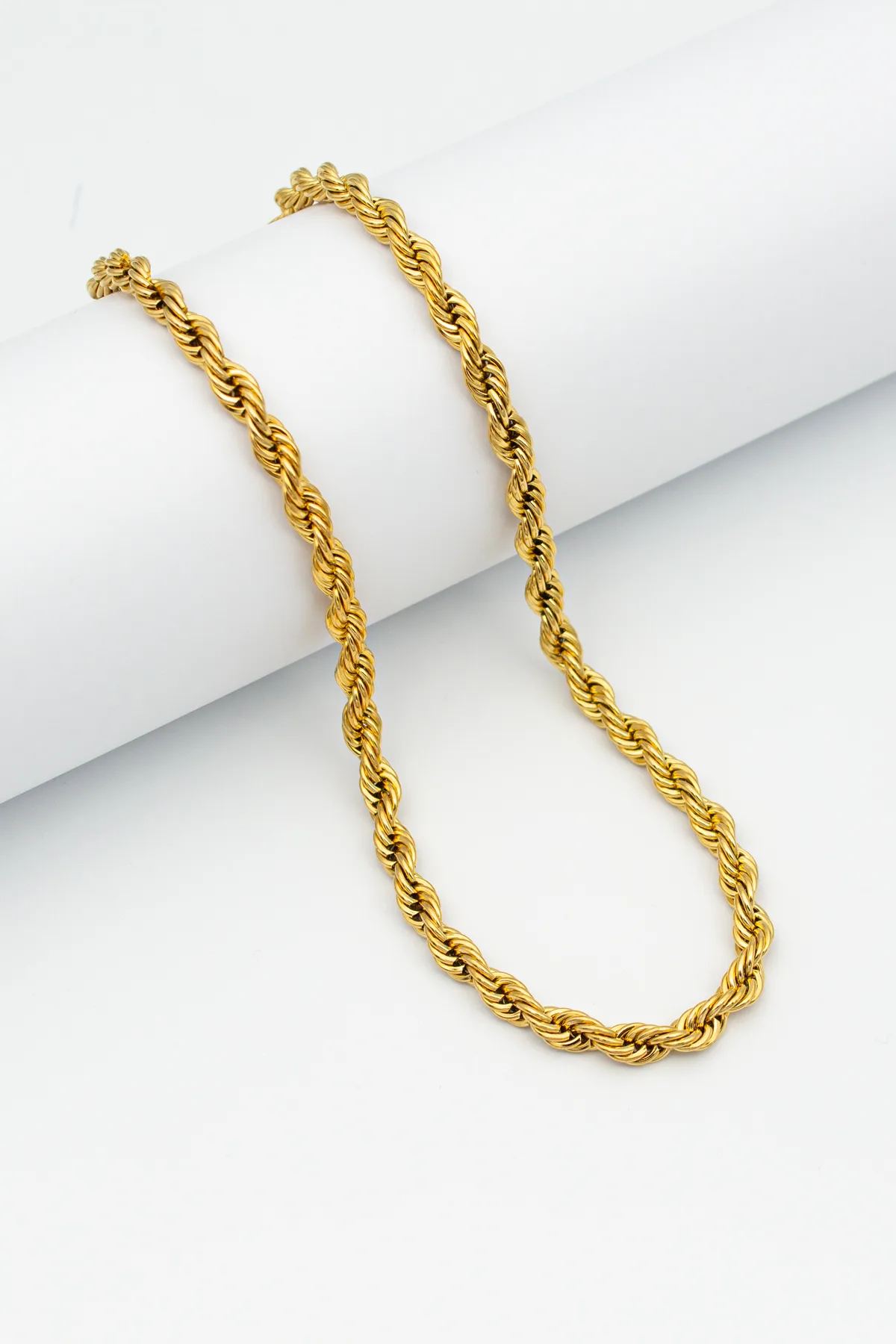 Burgu Model Paslanmaz Çelik Zincir Kolye - Altın Renk - 65 cm - 4 mm Kalınlık